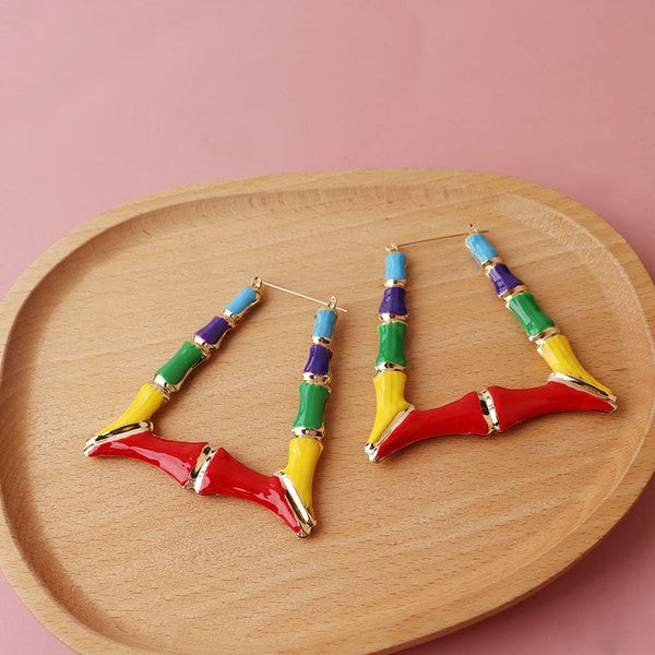 Rainbow Bamboo Earrings