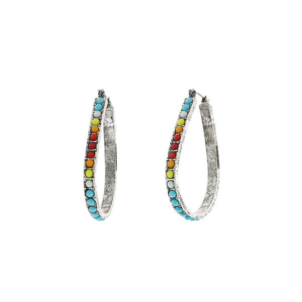 Western Teardrop Hoop Earrings: Multi
