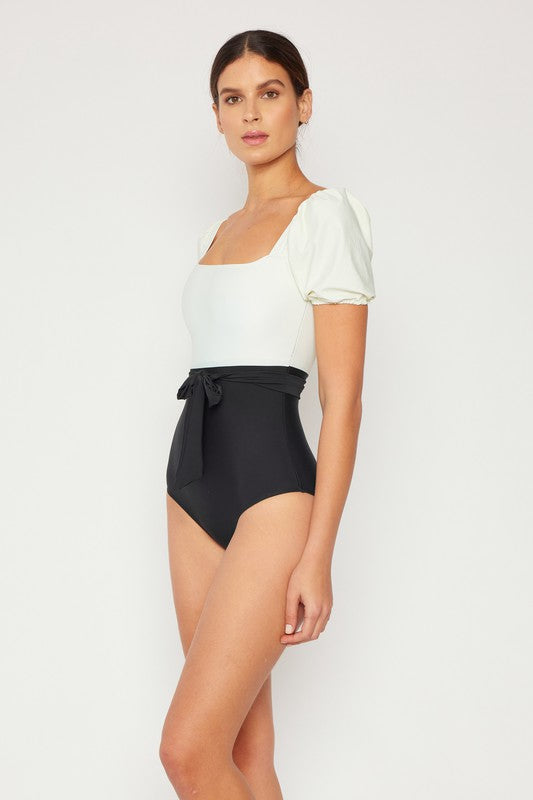 Puff Sleeve Blousekini Swimsuit
