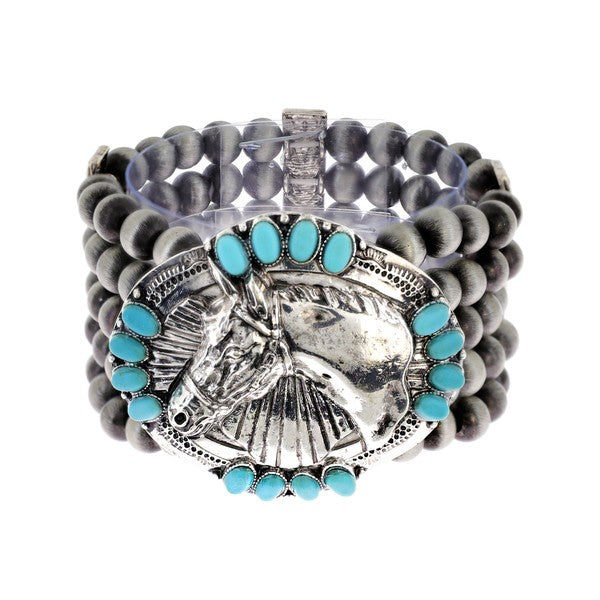 Western Horse Bracelet: Silver