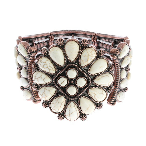 Western Concho Stretch Bracelet: Copper