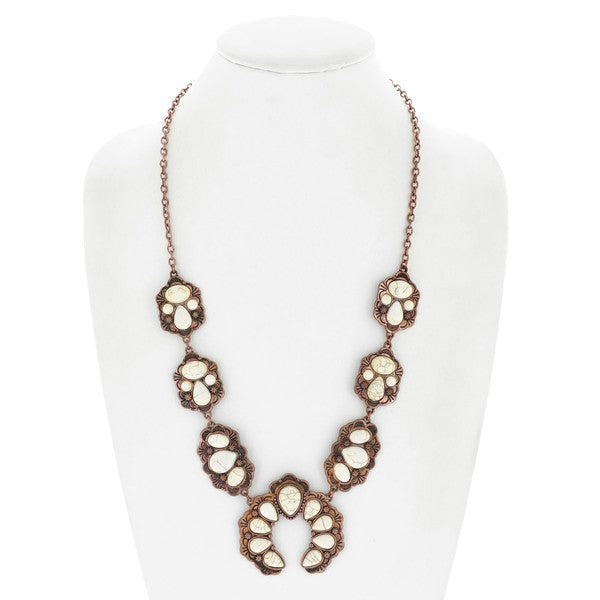 Western Rodeo Stone Necklace: Cream & Copper