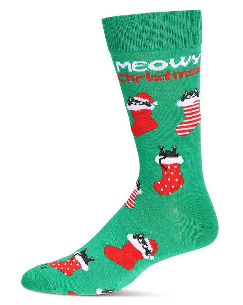 Men's Meowy Christmas Holiday Crew Socks