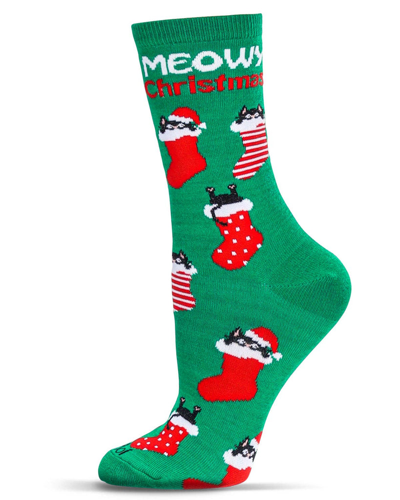 Meowy Christmas Holiday Crew Socks