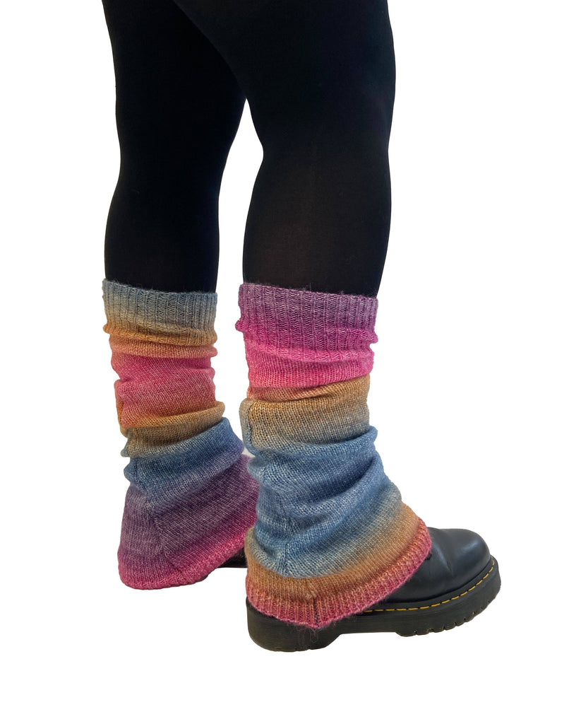 Wide Knit Legwarmers Rainbow