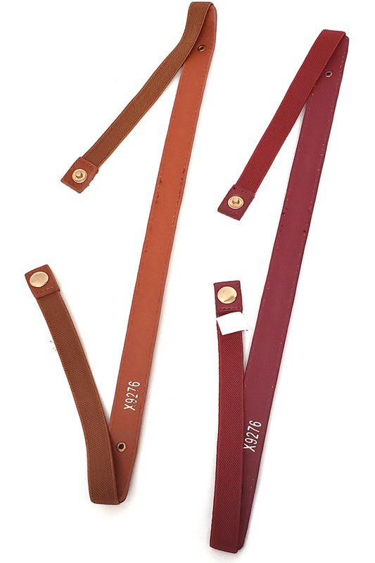 Gold Bar Skinny Belt: Burgundy