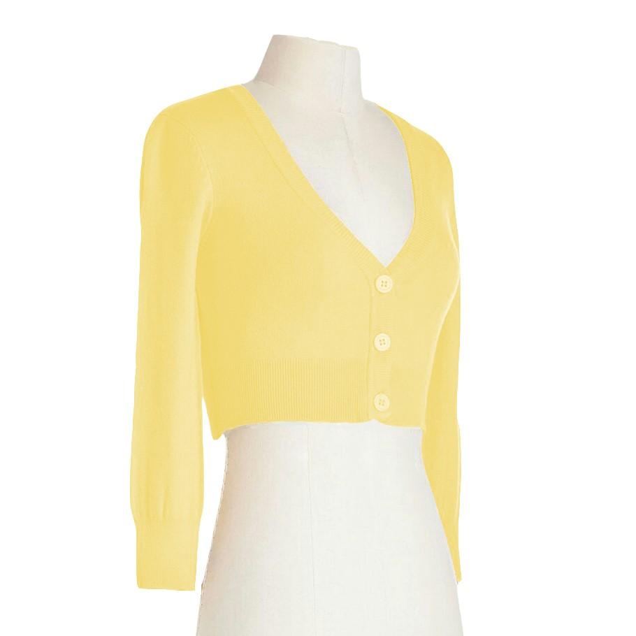 Banana Yellow Cropped Cardigan