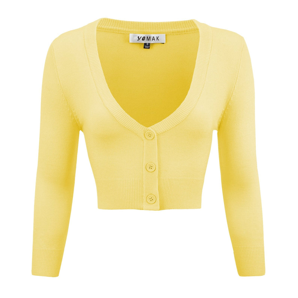 Banana Yellow Cropped Cardigan