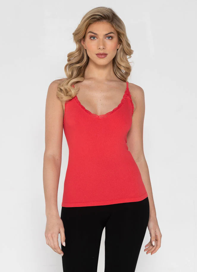 Lace Trimmed Bamboo Cami: Goji