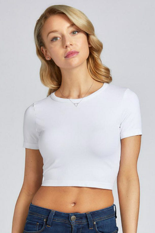 Bamboo Crop Top: White