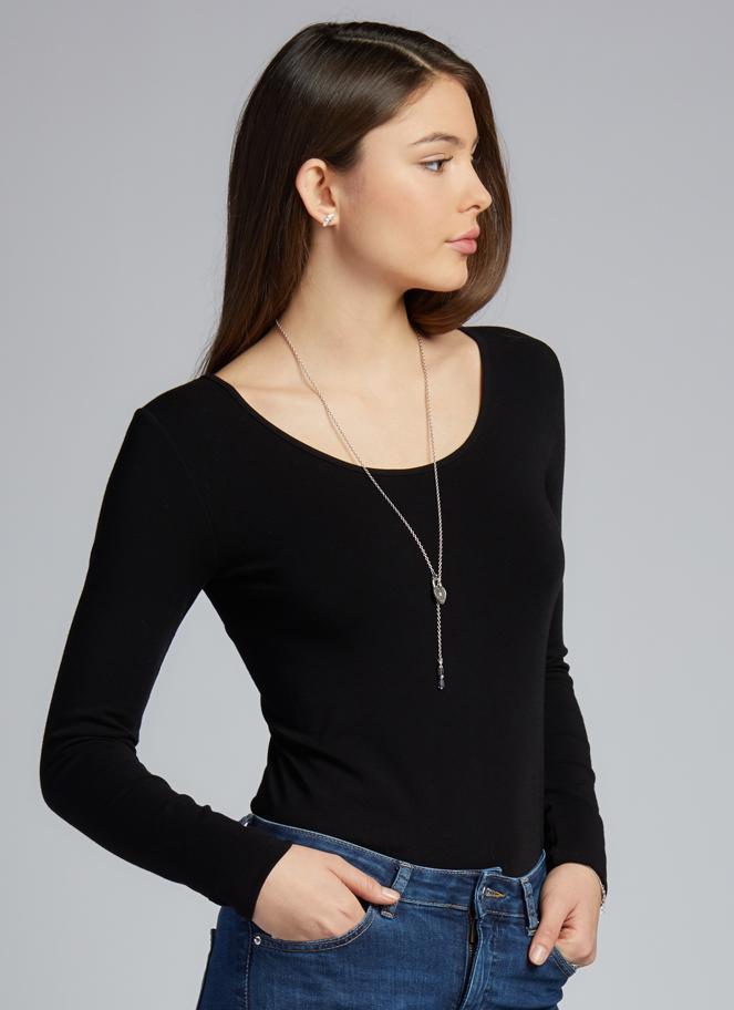 Bamboo Scoop Neck L/S Tee: Black