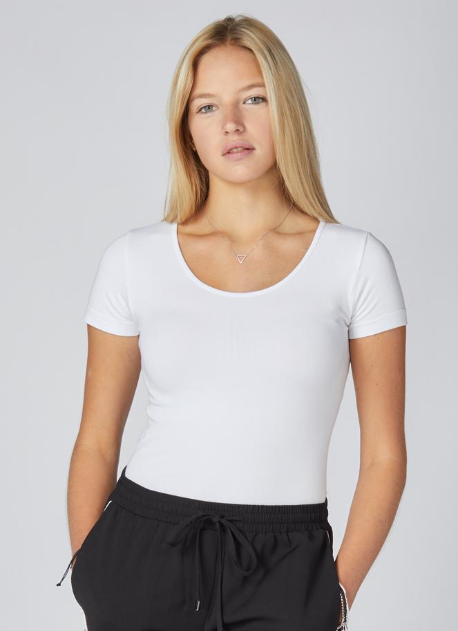 Bamboo Scoop Neck Tee: White