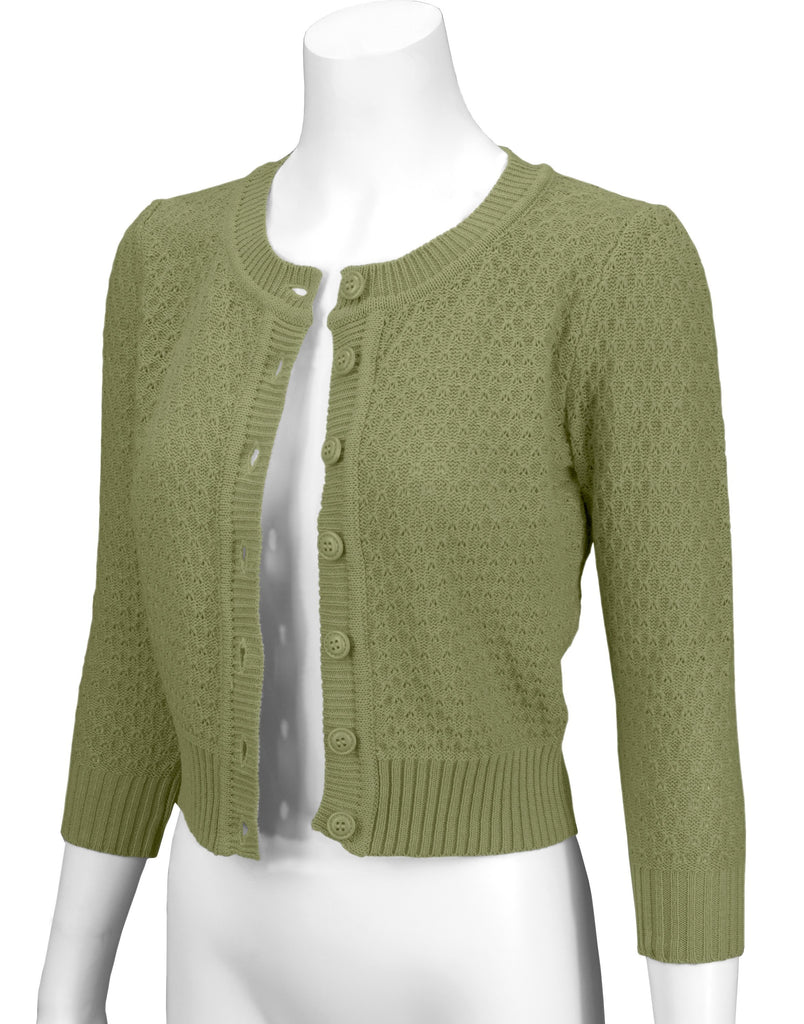 Vintage Style Crochet Cardigan: Sage Green
