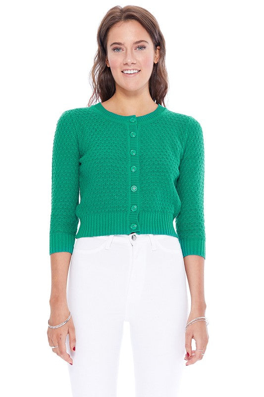 Vintage Style Crochet Cardigan: Kelly Green