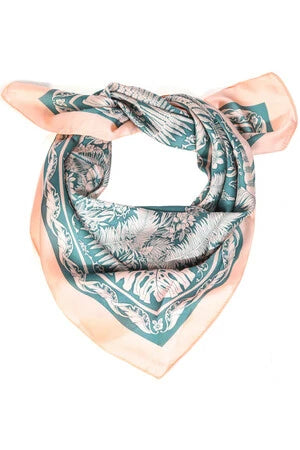 Teal Tropical Bandana Silky Scarf