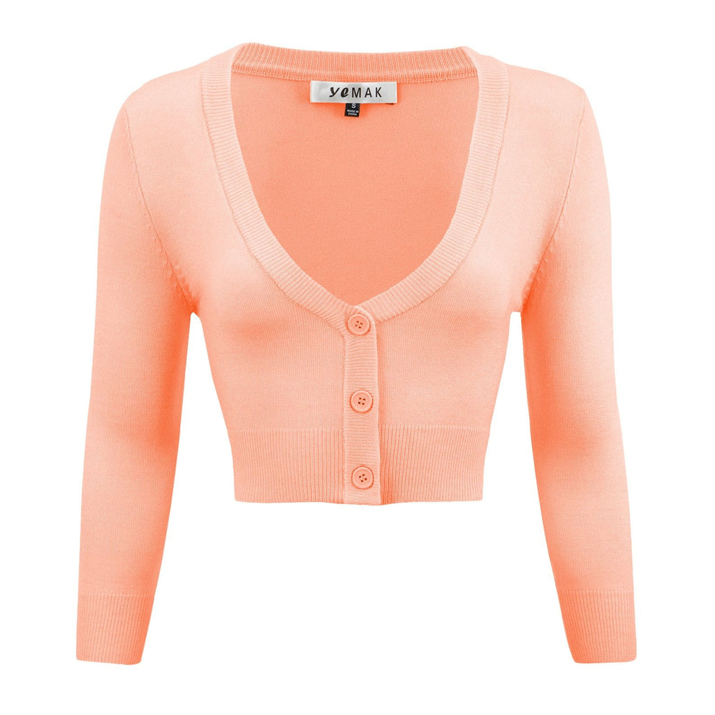Peach Cropped Cardigan