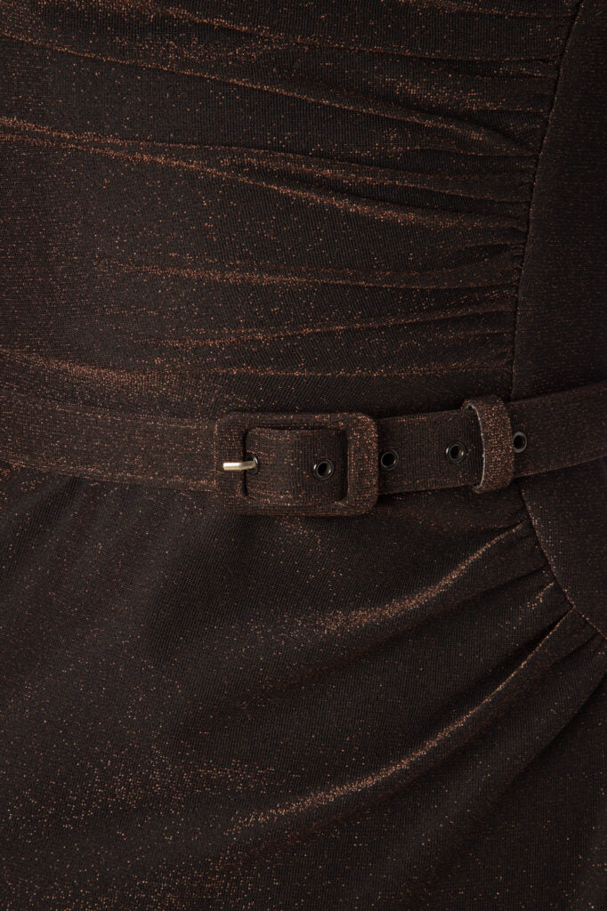 Ava Bronze Glitter Pencil Dress