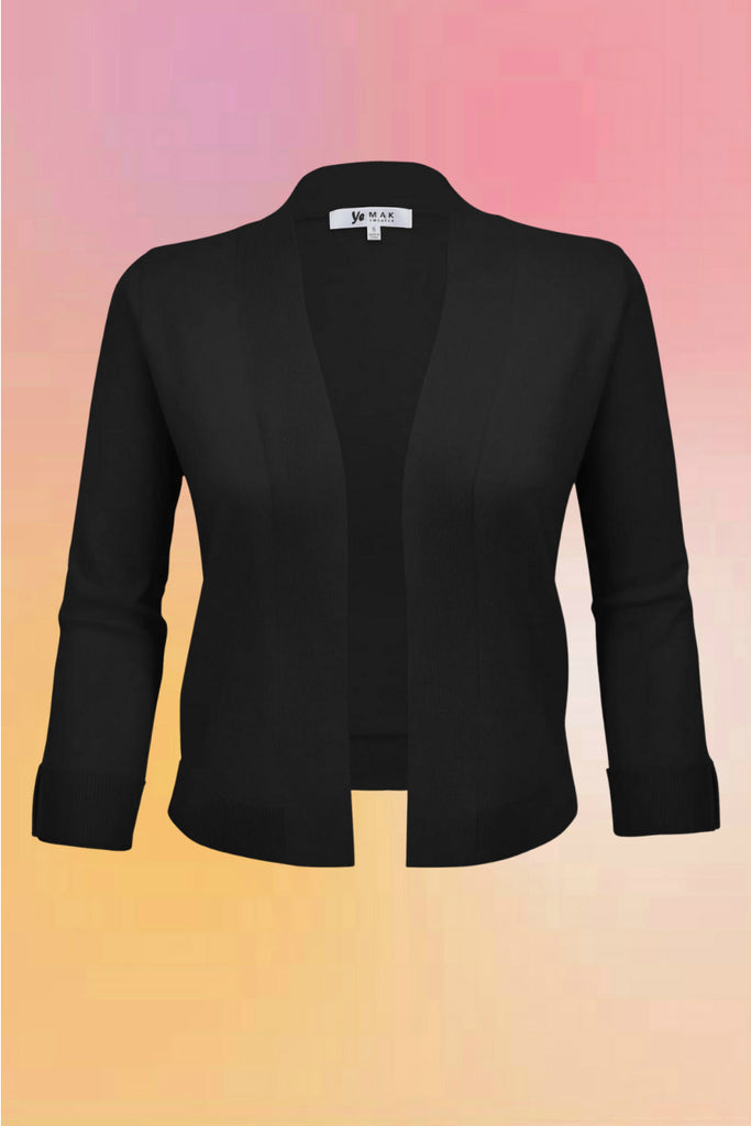 Open Front Cardigan: Black