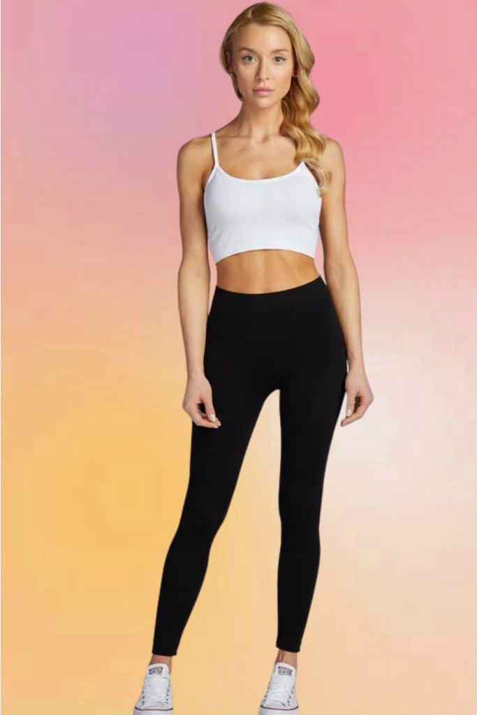 Regular Waist Bamboo Leggings: Black