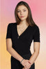 Bamboo Wrap Front Body Suit: Black
