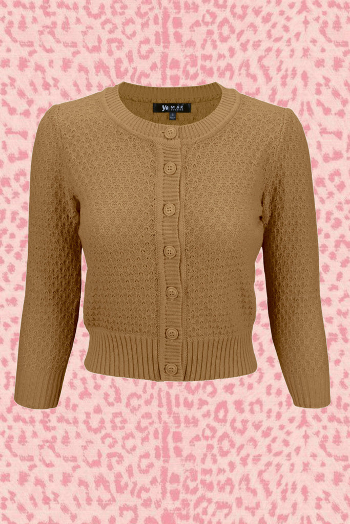 Vintage Style Crochet Cardigan: Camel