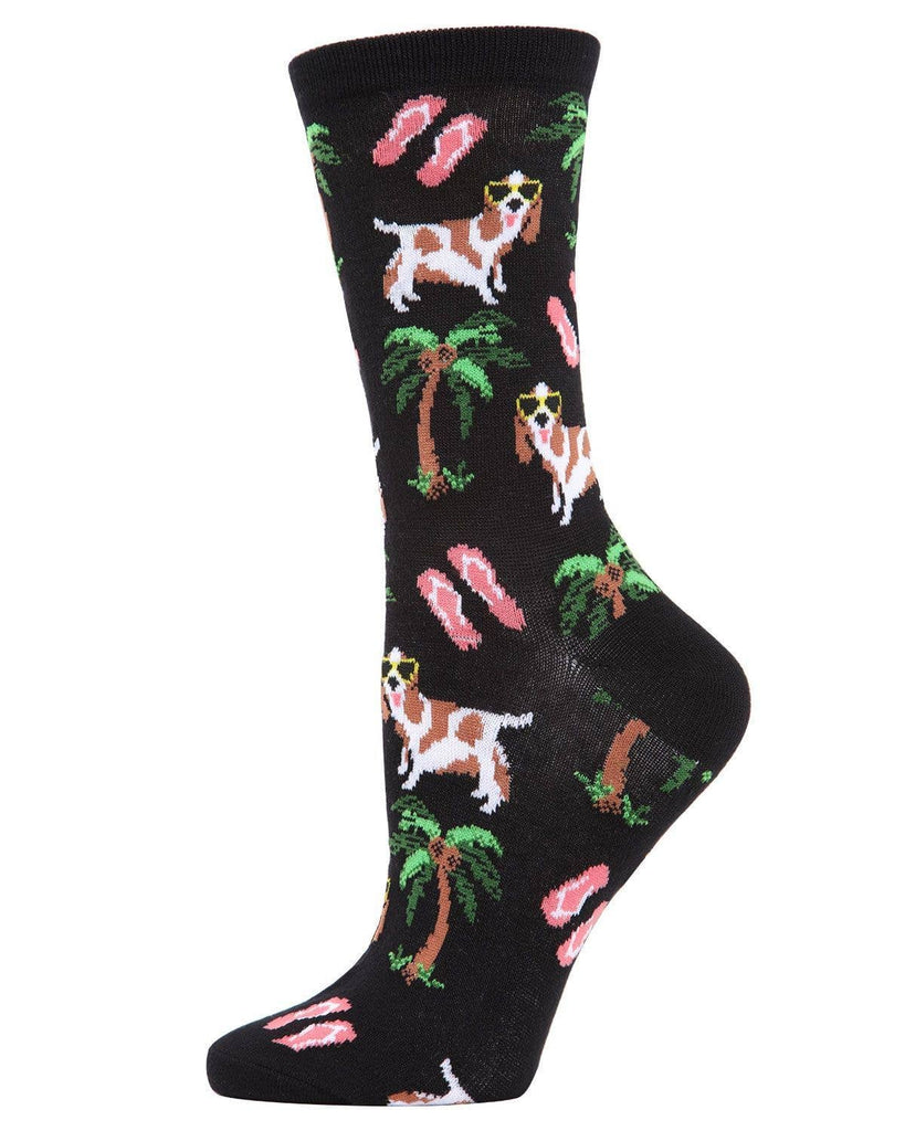 Tropical Spaniel Bamboo Blend Crew Socks
