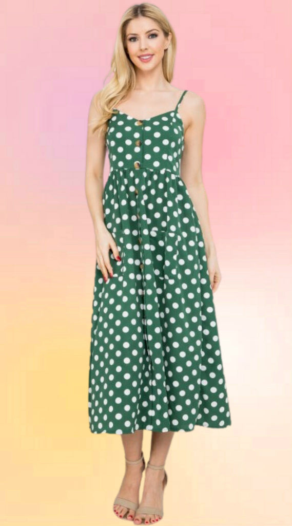 Jungle Green Dots Dress