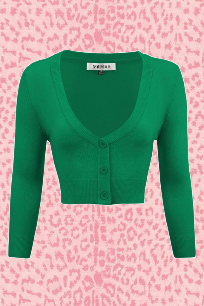 Kelly Green Cropped Cardigan