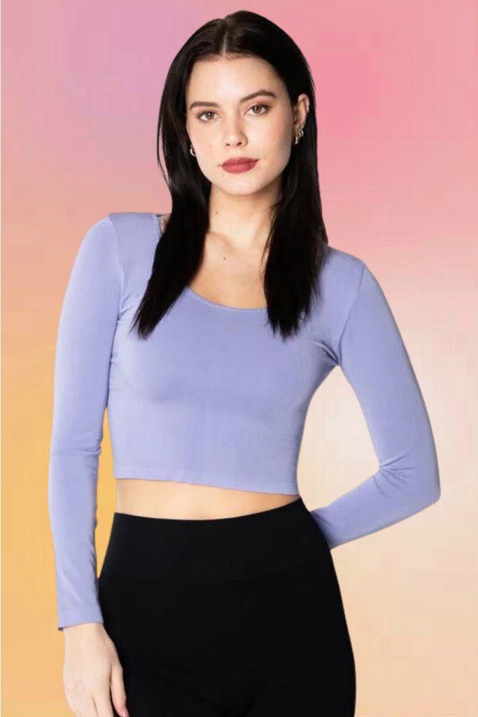 Bamboo Long Sleeve Crop Top: Lavender
