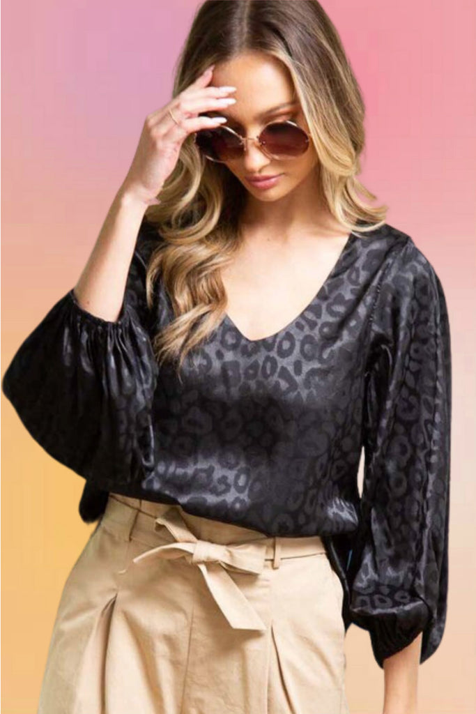 Satin Leopard Jacquard Blouse