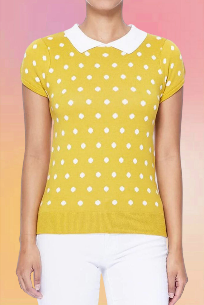 Pop Dots Peter-Pan Collar Pullover: Citrine