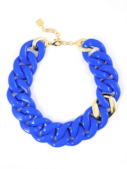 Polished Resin Link Necklace: Coblat