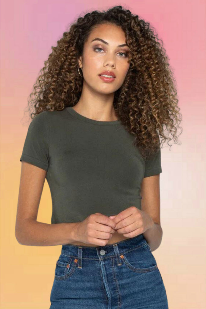 Bamboo Crop Top: Olive Green