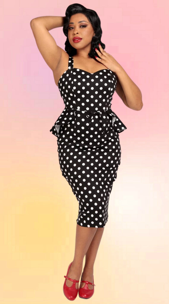 Peplum Polka Dot Pencil Dress
