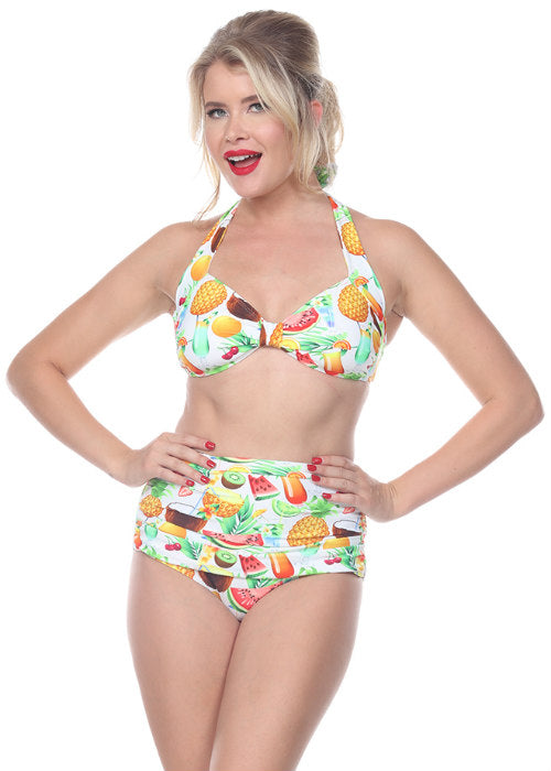 Vintage Style 2 Piece Swimsuit: Tropical Cocktails