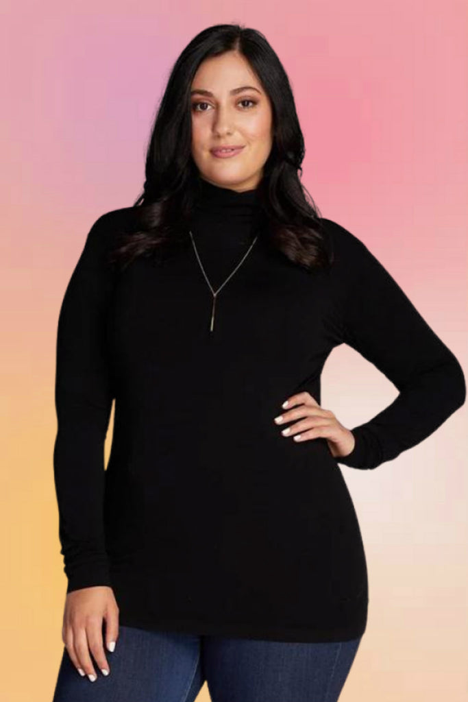 Plus Size Bamboo Turtle Neck: Navy