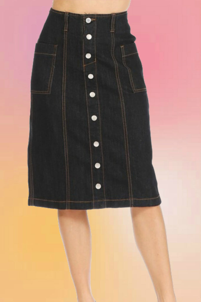 Dark Denim Vintage Style Aline Skirt