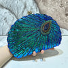 Peacock Clam Shell Clutch
