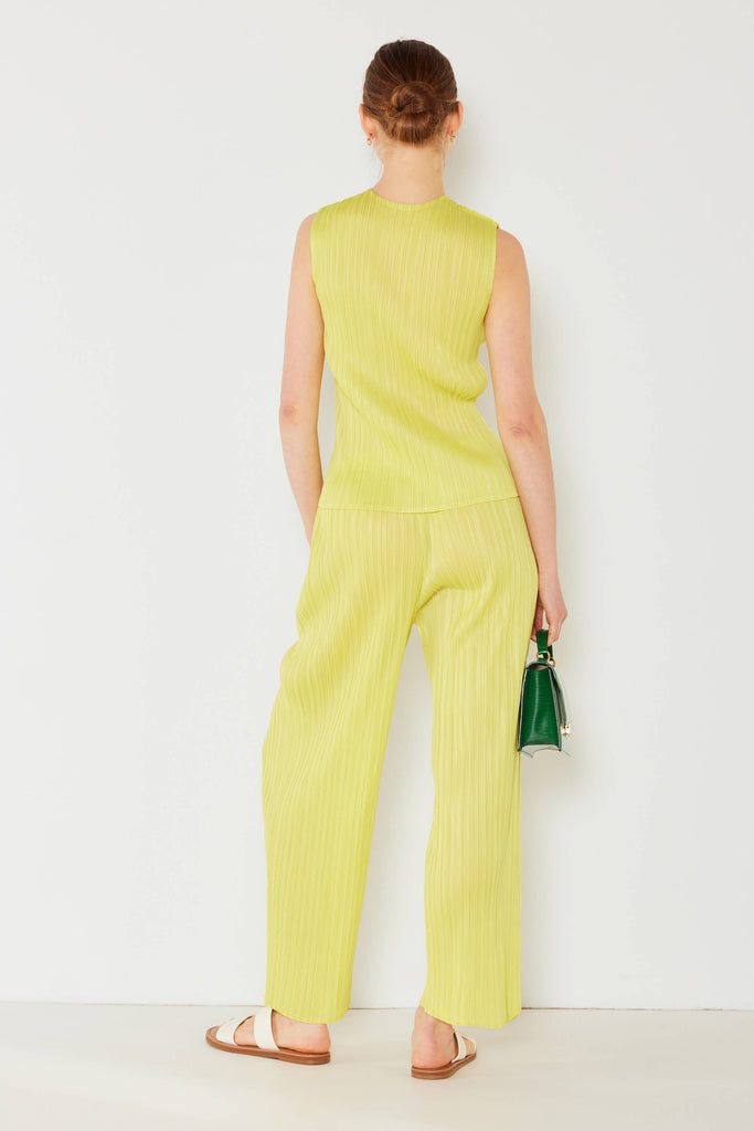 Pleated Sleeveless Top: Lime