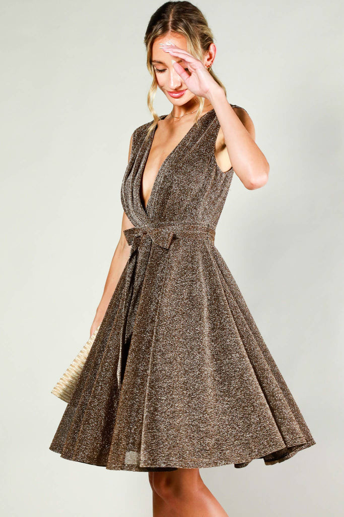 Bronze Glitter Swing Dress