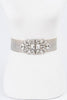 Rhinestone Metallic Straw Stretch Belt: Silver