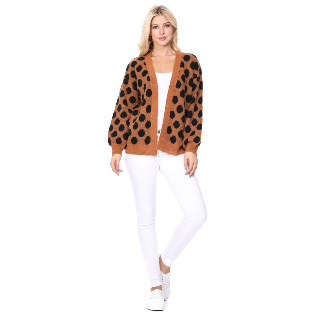 Polka Dot Open Front Cardigan