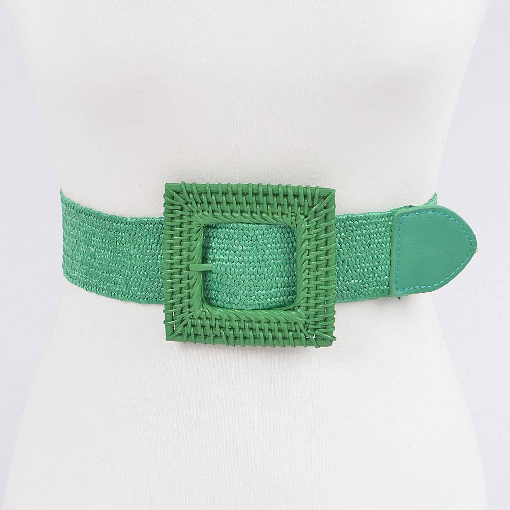 Stetch Rattan Buckle Belt: Cobalt