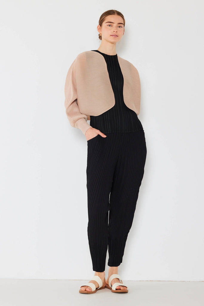 Rib Pleated Bolero: Beige