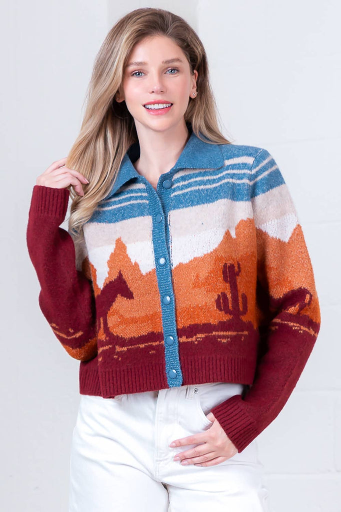 Western Movie Cardigan: Blue Sky