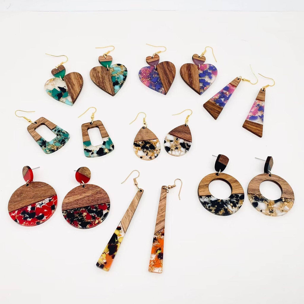 Wooden and Resin Earrings: Jupiter