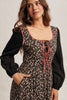 Floral Patchwork Lace-Up Maxi Dress