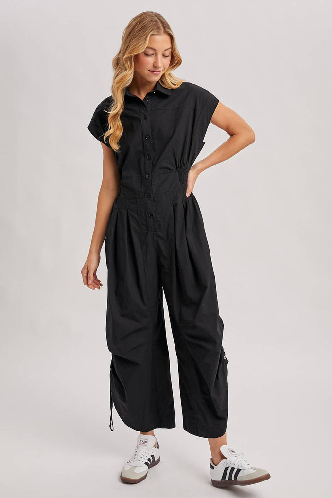 Cotton Utility Shirting Jumpsuit