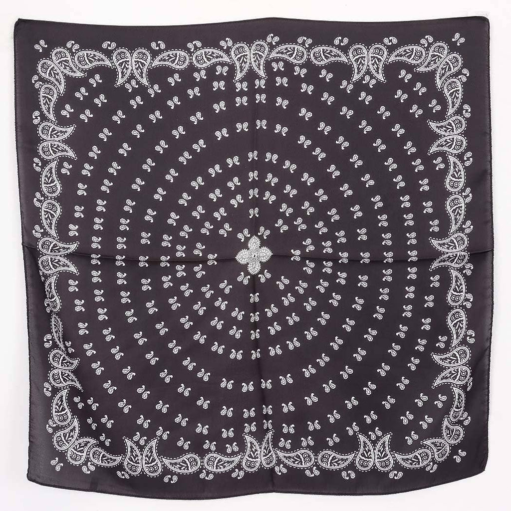 Black Silky Western Bandana