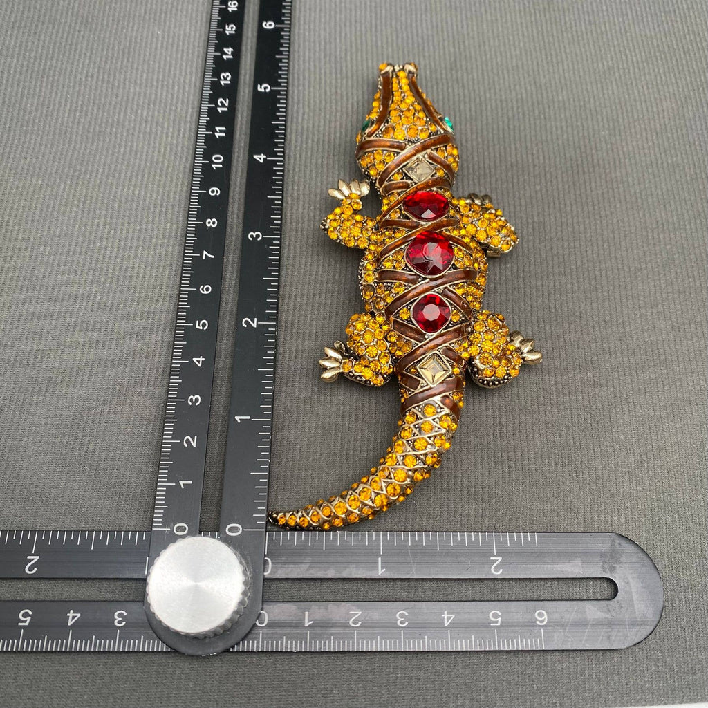 Large Crocodile Rhinestone Brooch